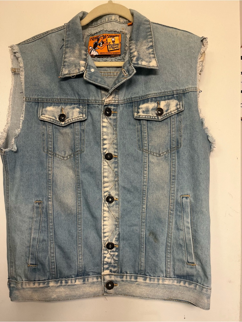 Vintage Light Wash Denim Sleeveless Jacket Vest